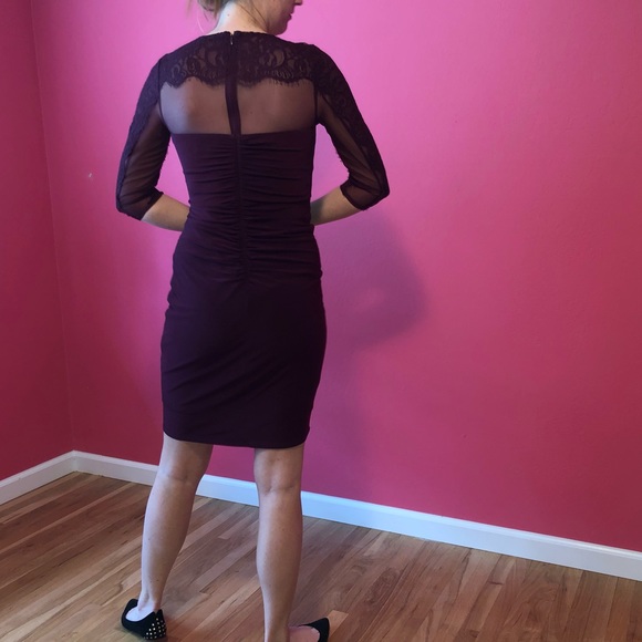 INC International Concepts Maroon Burgundy Lace Dress Size 6 - Picture 2 of 5